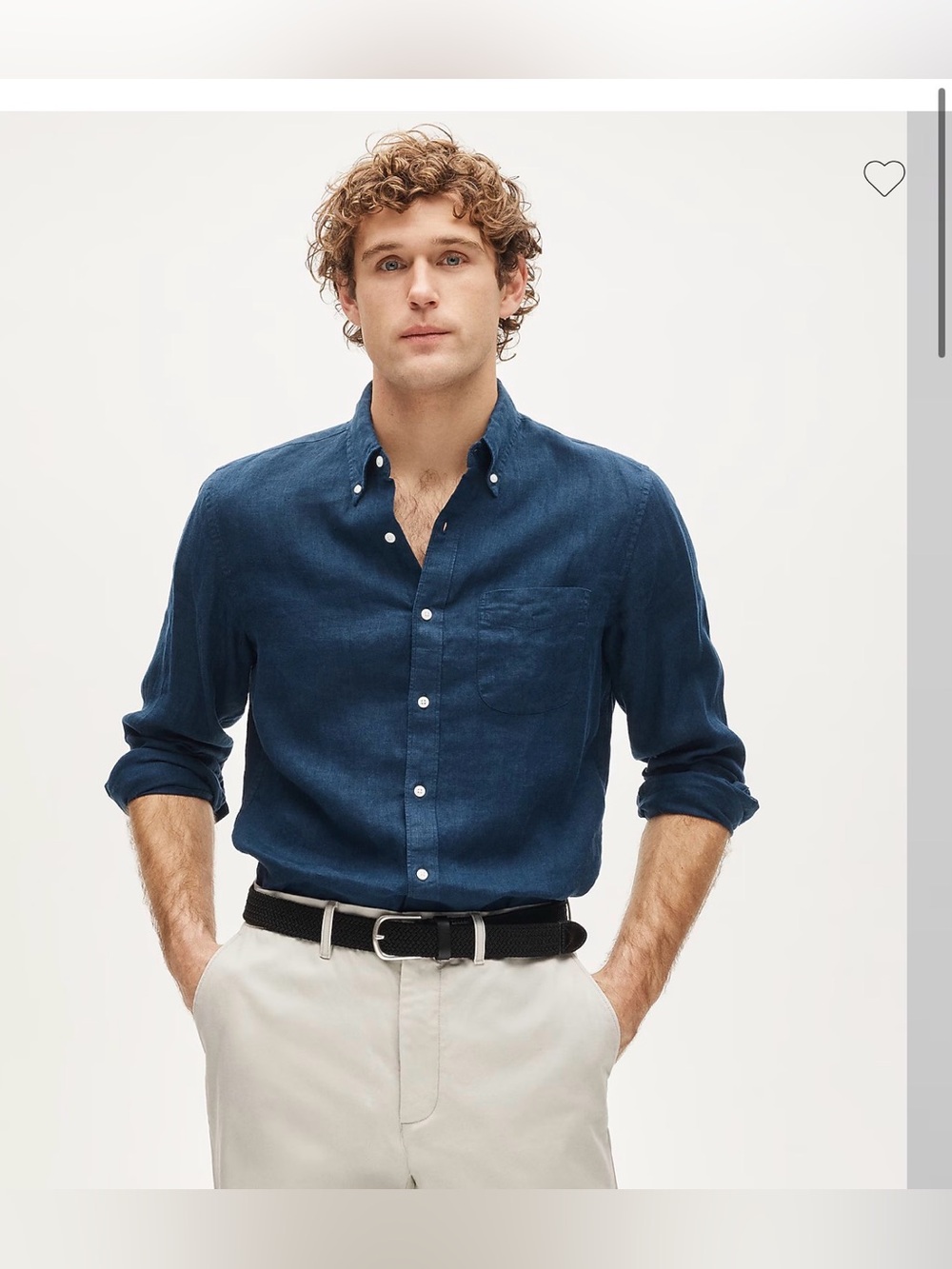 J.Crew Irish Linen 100% Slim Untucked Navy Button Down Shirt , Medium
